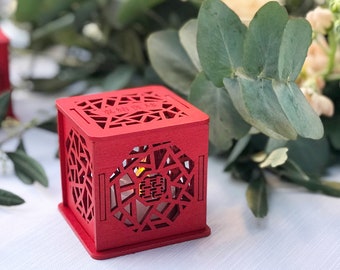 Chinese Wedding Red Laser Cut Double Happiness Candle Holder/Tea Light/Favour Box/Lantern