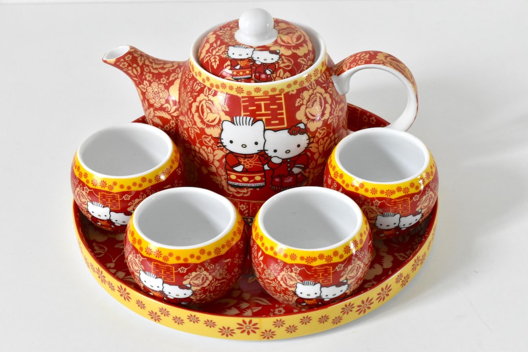 Hello Kitty Chinese Wedding Double Happiness Tea Set/tea Pot/tea