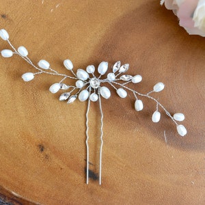 Elegant Bridal Silver Pearl Droplet Wedding Hair Comb/Hair Accessory/Hair Pin - ELISE