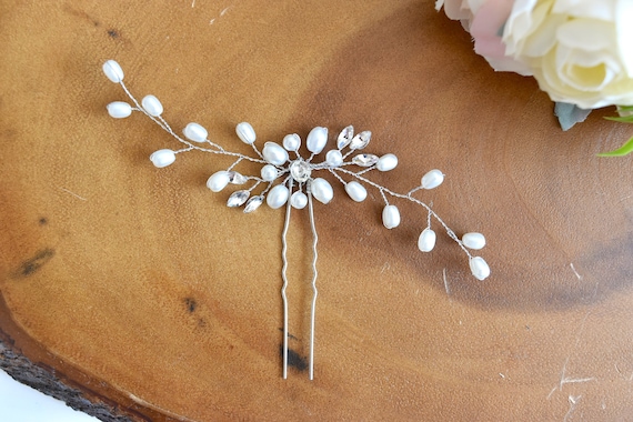 Elegant Silver Hair Comb with Crystal Accents Delicate Pearl & Crystal Bridal Hair Comb | Silver, Gold  main image 4