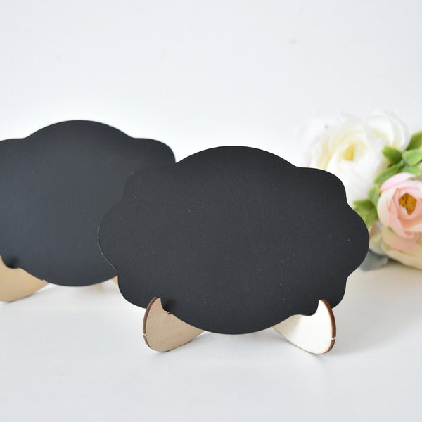 Mini Wedding Cloud Scallop Edge Chalkboard Easel Stand, Name Place Card/Table Numbers/Dessert Bar