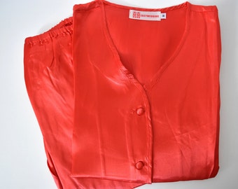 Red Chinese Double Happiness Wedding Satin Pyjamas/PJs/Slippers