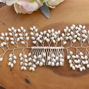 Silver Bridal Pearl Droplet Half Head Wedding Hair Comb/Hair Accessory - PEARL