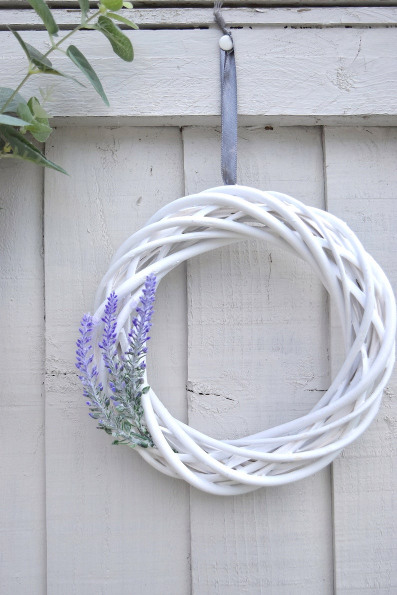Rustic White Rattan Wicker Wreath/Hoop with Lavender Hanging Etsy