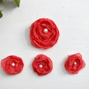 Flower Girl Wedding Coral Pink Chiffon Flower Hair Clip Bundle - Gifts/Favours