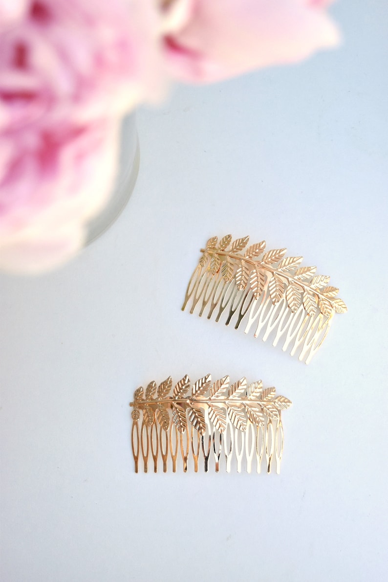 Grecian Style Gold Leaf Bridal Wedding Hair Comb/Hair Accessory image 3