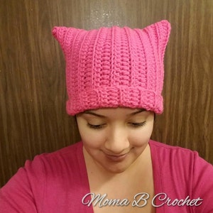 Pink Pussy Hat, Pussy Hat, Kitty Hat, Kitty Hat, Pink Pussyhat, Womans Rights Hat, Woman's March Pussy Hat, Pussyhat, Woman's March Hat image 1