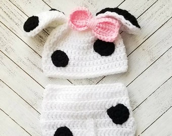 Crochet Dalmatian Baby Set, Dalmatian Hat, Dalmatian Beanie, Baby Dalmatian Hat