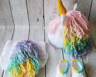 Crochet Unicorn Baby Set, Unicorn Baby Set, Unicorn Hat, Unicorn Baby Shower, Unicorn First Birthday, Unicorn Costume, Unicorn Baby Costume