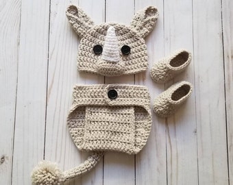 Crochet Rhino Baby Set, Rhino Baby Set, Crochet Rhino Hat, Rhino Costume, Rhino Photo Prop, Photo Prop Baby Set, Rhino Nursery, Baby Rhino