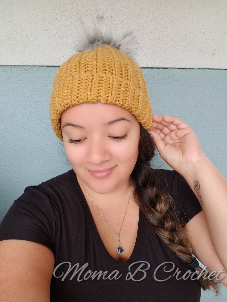 Crochet Ribbed Beanie Mustard Ribbed 