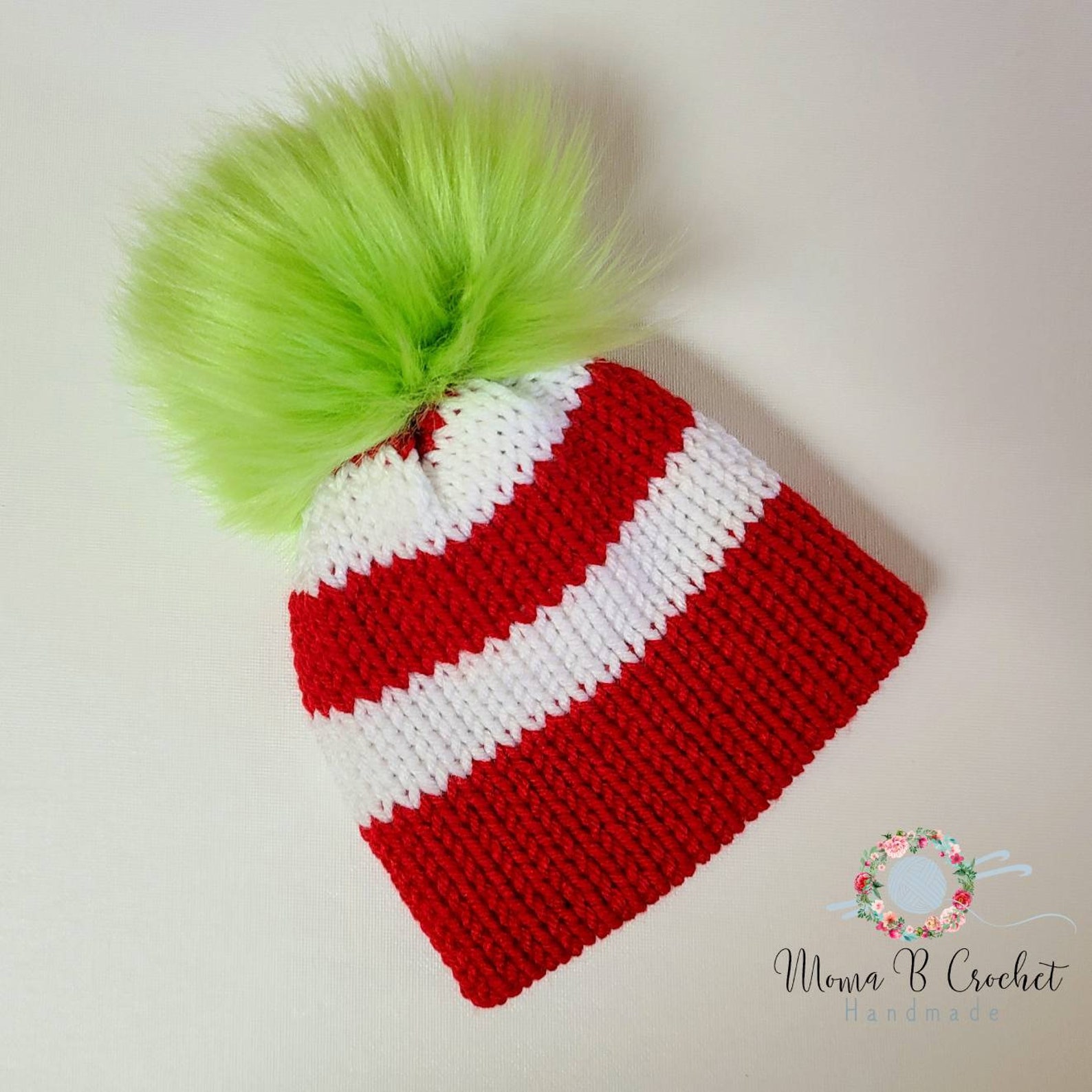 Knit Beanie Grinch Beanie Grinch Knit Beanie Adult Knit Etsy