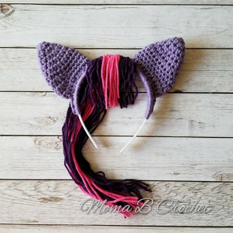 Crochet My Little Pony Headband Toddler/Child and Teen/Adult, My Little Pony Twilight Sparkle Headband, Twilight Sparkle Headband image 1