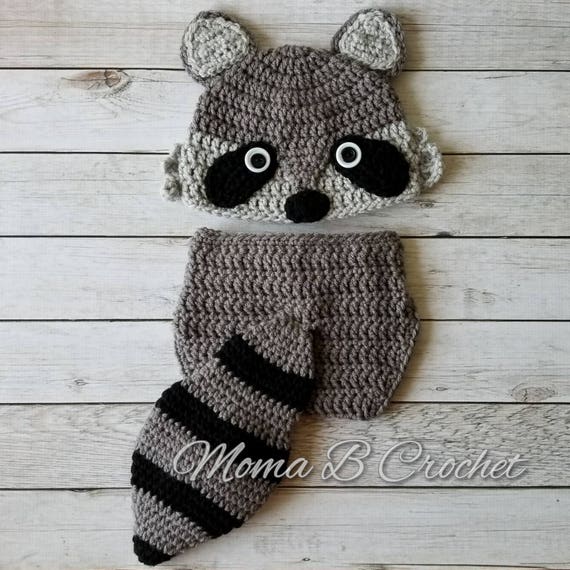 Crochet Raccoon Baby Set Raccoon Hat 
