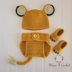 Crochet Lion Baby Set, Cub Baby Set, Lion Baby Set, Simba Baby Set, Crochet Simba Baby Set, Simba Photo Prop, Lion Costume