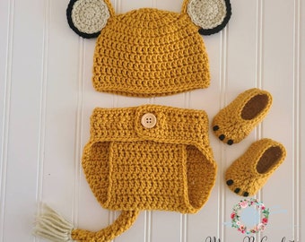 Crochet Lion Baby Set, Cub Baby Set, Lion Baby Set, Simba Baby Set, Crochet Simba Baby Set, Simba Photo Prop, Lion Costume