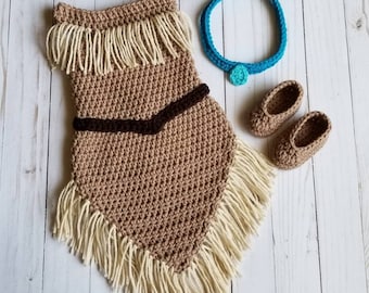 Crochet Princess Dress, Pocahontas Dress, Photo Prop Baby Set, Pocahontas Costume, Pocahontas Baby Set, Pocahontas, Indian Costume