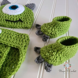 Crochet Monster Baby Set, Baby Photo Prop Set, Crochet Photo Prop Set, Monster Baby Set, Photo Prop Baby Set, Monster Costume, Monsters Inc image 2