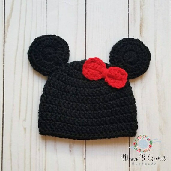 Haak Minnie Mouse hoed Minnie hoed muis - Etsy Nederland