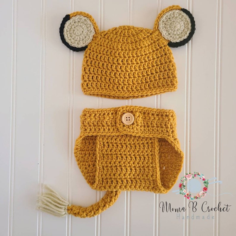 Crochet Lion Baby Set, Cub Baby Set, Lion Baby Set, Simba Baby Set, Crochet Simba Baby Set, Simba Photo Prop, Lion Costume image 2