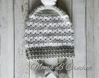 Crochet Winter Slouch Hat, Crochet Zigzag Hat, Zigzag Winter Hat, Slouchy Hat, Winter Hat, Toddler Winter Hat, Child Winter Hat