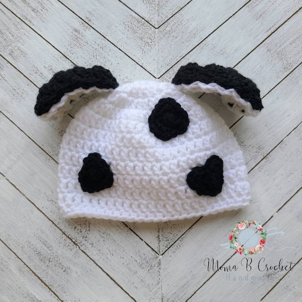 Bonnet dalmatien au crochet, chapeau dalmatien, bonnet dalmatien, bonnet bébé dalmatien, bonnet costume dalmatien