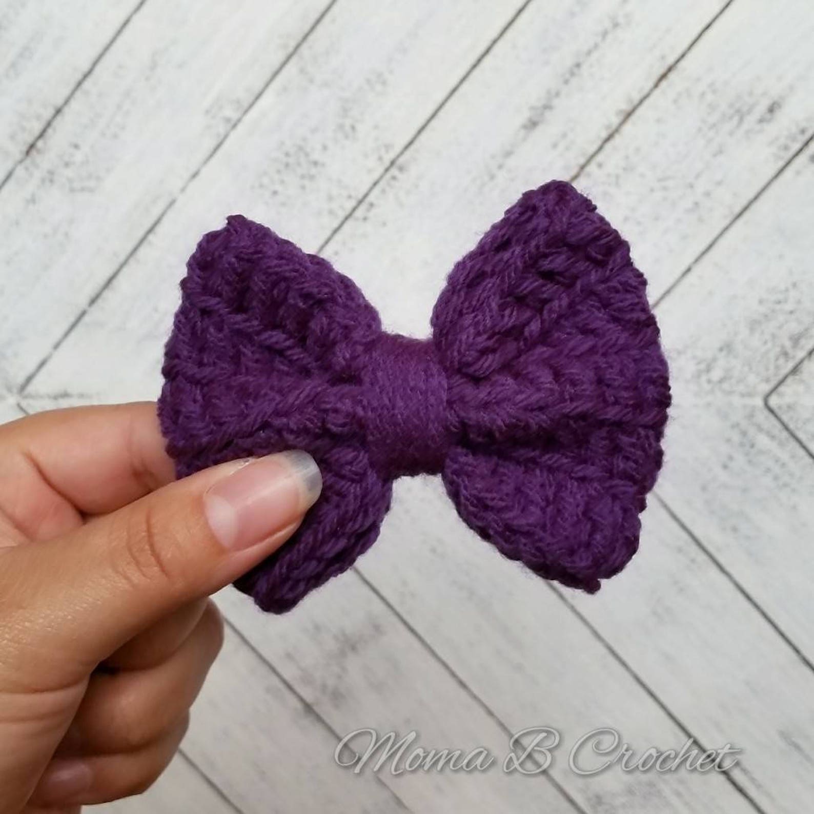 Crochet Hair Bow Hair Bow Crochet Hair Clip Bow Hair Clip Etsy