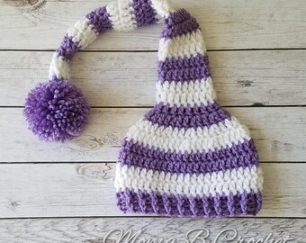 Crochet Elf Hat, Elf Hat, Elf Hat, Elf Photo Prop Hat, Baby Elf Hat, Child Elf Hat, Adult Elf Hat, Purple Elf Hat