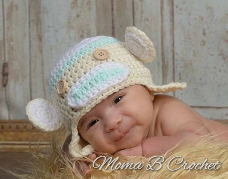 Crochet Sock Monkey Baby Set Newborn Baby Set Sock Monkey Baby Set Photo Prop Baby Set Sock Monkey Hat
