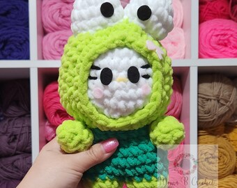 Crochet Keroppi Kitty Plushie, Kitty Plushie, Hello Kitty Plushie, Keroppi Kitty