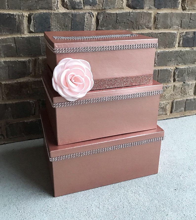 Rose Gold & Blush Pink Card Box Centerpiece 3 Tier Wedding Etsy