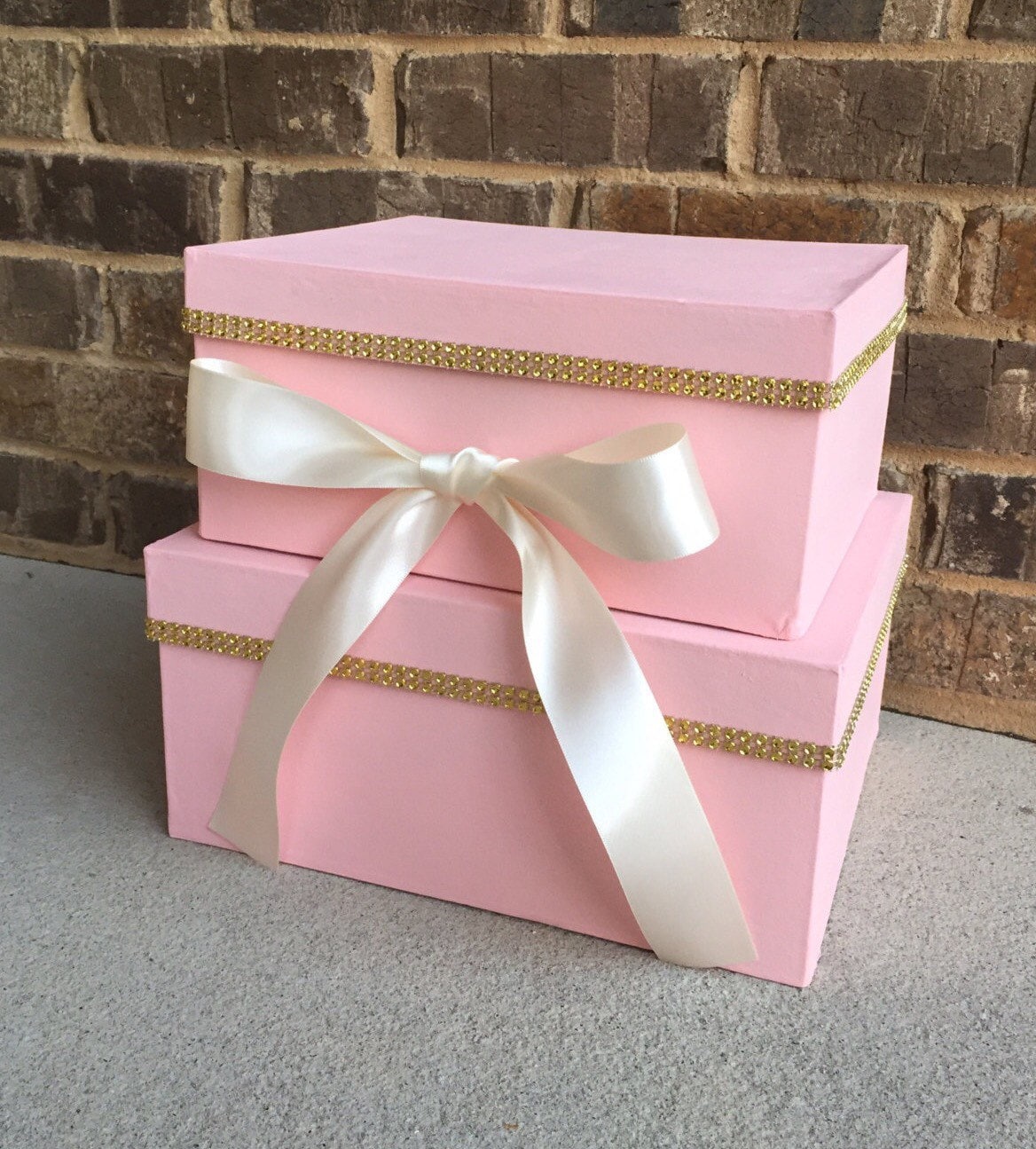 Blush Pink and Gold Card Box Centerpiece (mid-size), 2 Tier Shower or ...