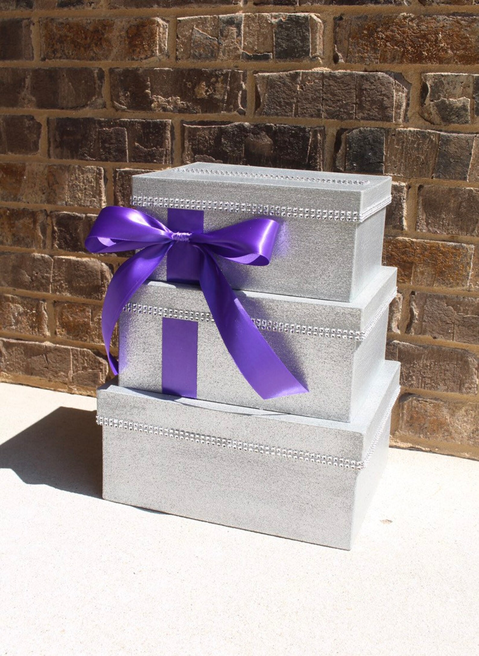 Silver Glitter Card Box Centerpiece Purple Sparkly Wedding Etsy