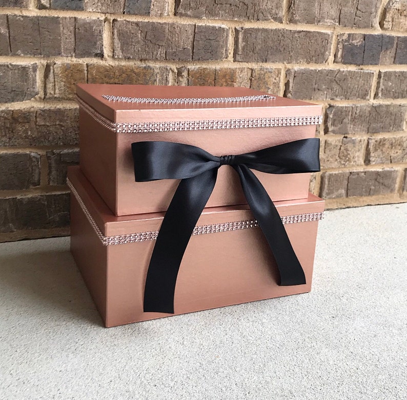 Rose Gold Card Box Centerpiece midsize Rose Gold 2 Tier Etsy