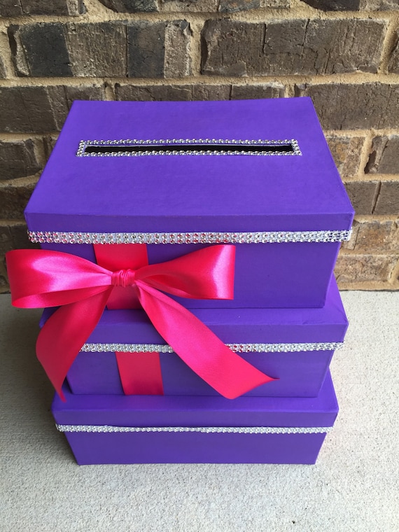 Fuchsia And Silver Wedding Card Boxes Wedding Post Box Wooden Card Box