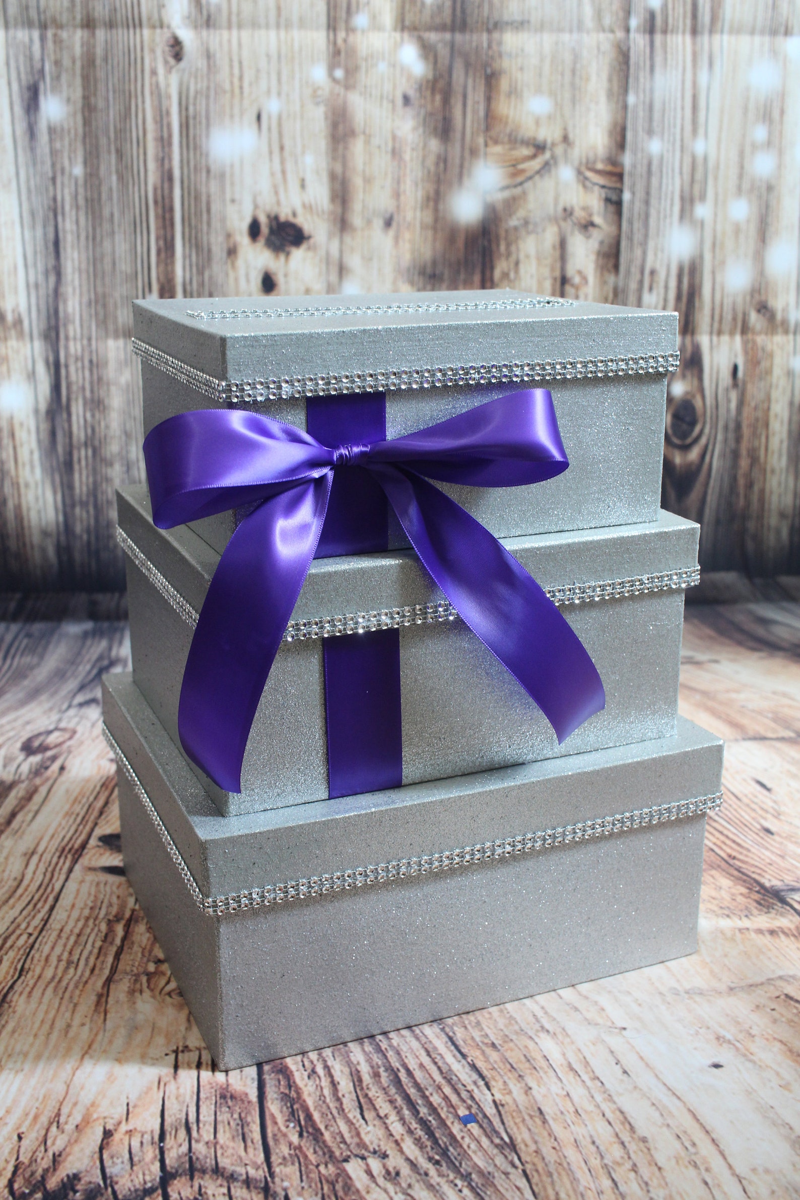 Silver Glitter Card Box Centerpiece Purple Sparkly Wedding Etsy