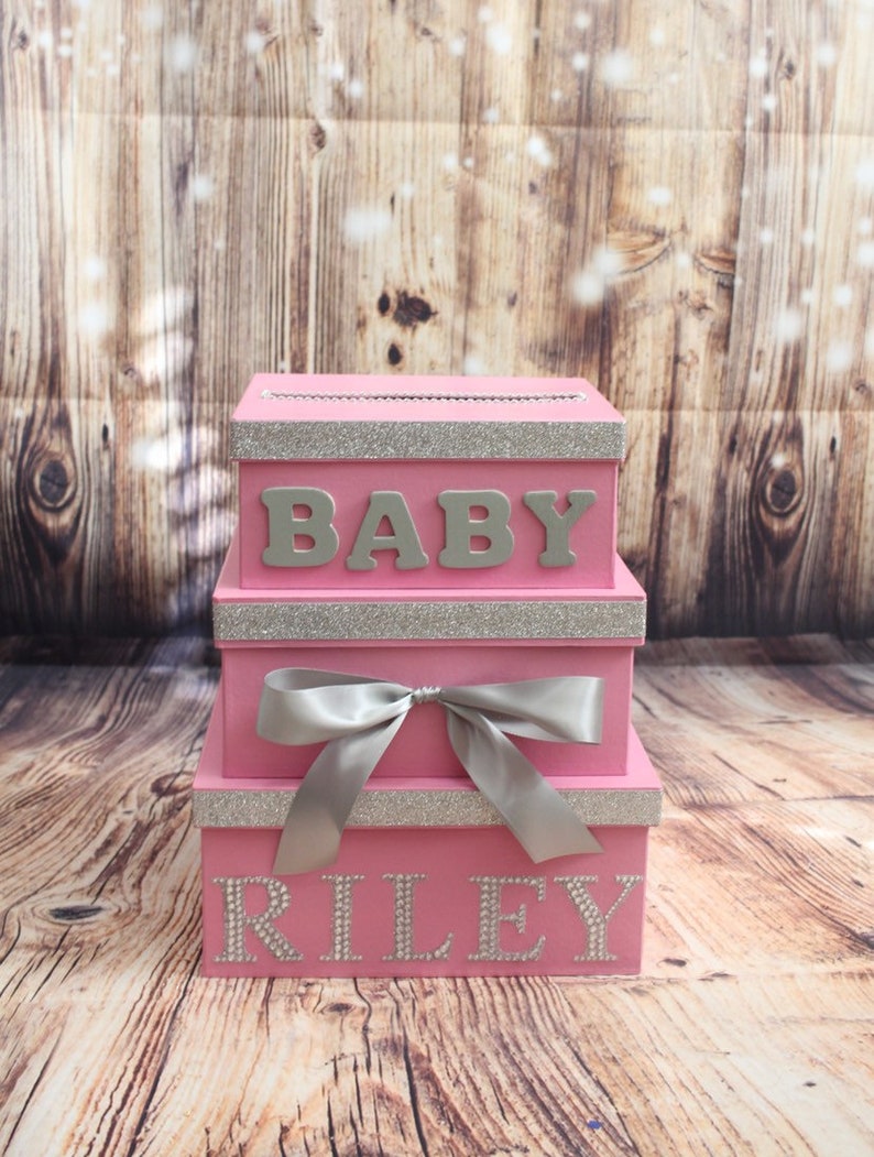 Pink Baby Card Box Giftcard Box and Baby Shower Money Box Etsy