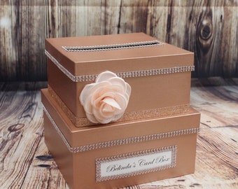 Black and Rose Gold Card Box Centerpiece, 3 Tier Wedding, Shower, or ...