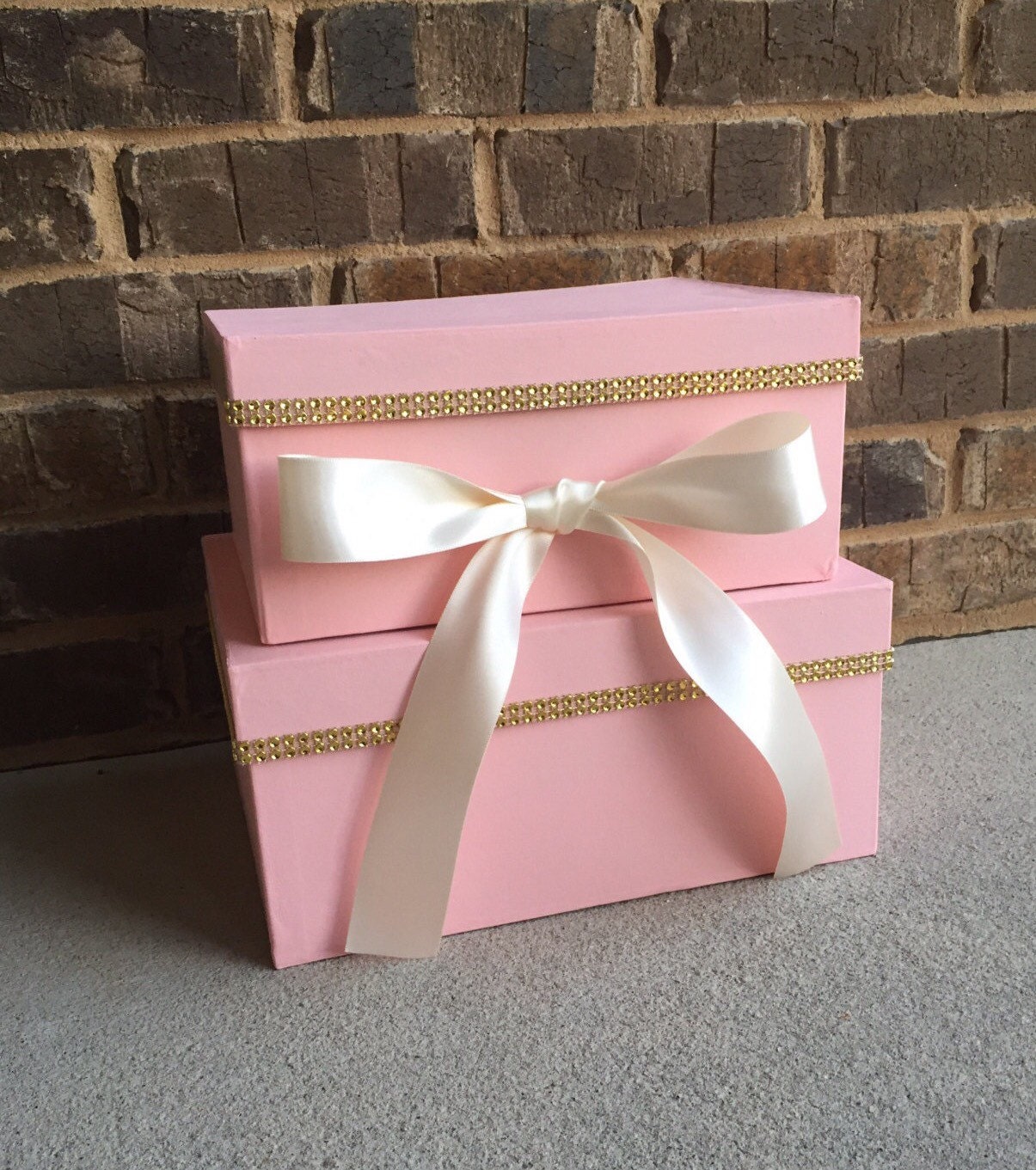 Blush Pink and Gold Card Box Centerpiece (mid-size), 2 Tier Shower or ...