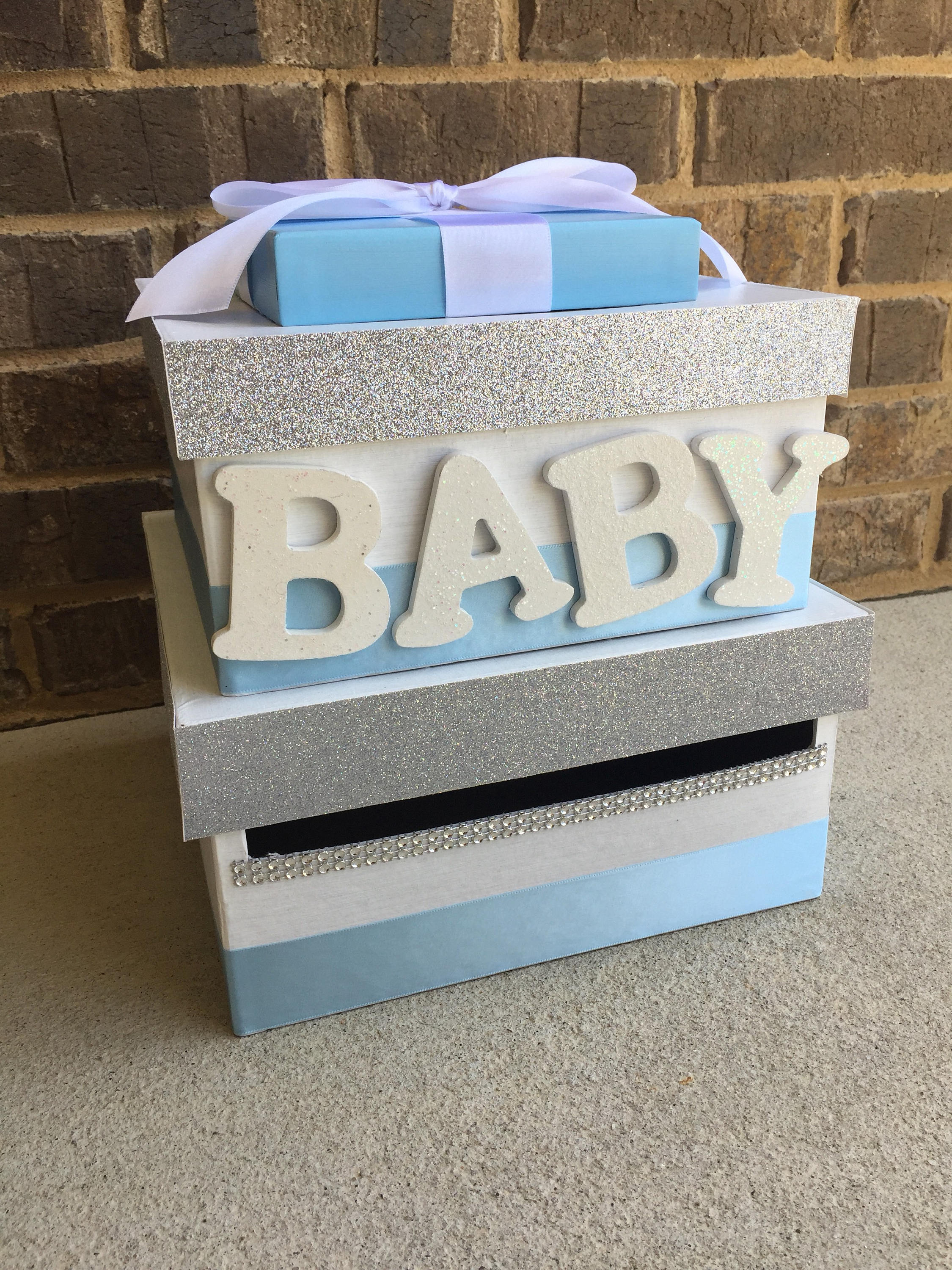 Baby Shower Card Box Baby Blue Giftcard Box and Letter Box Etsy