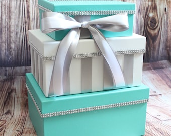 Robins Egg Blue 3 Tier Personalized Card Box