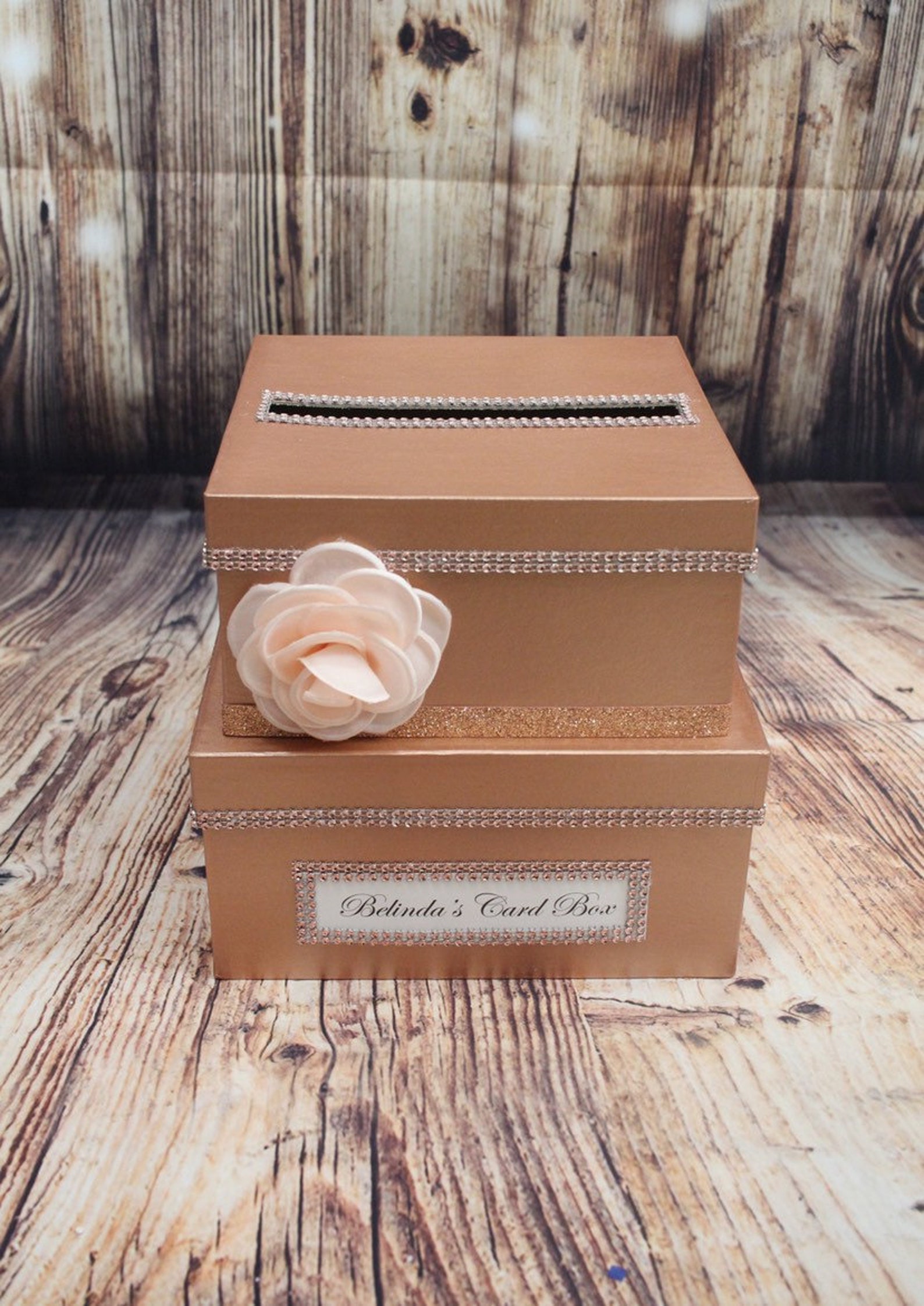 Rose Gold & Blush Pink Card Box Centerpiece, 2 Tier Wedding, Shower, or ...