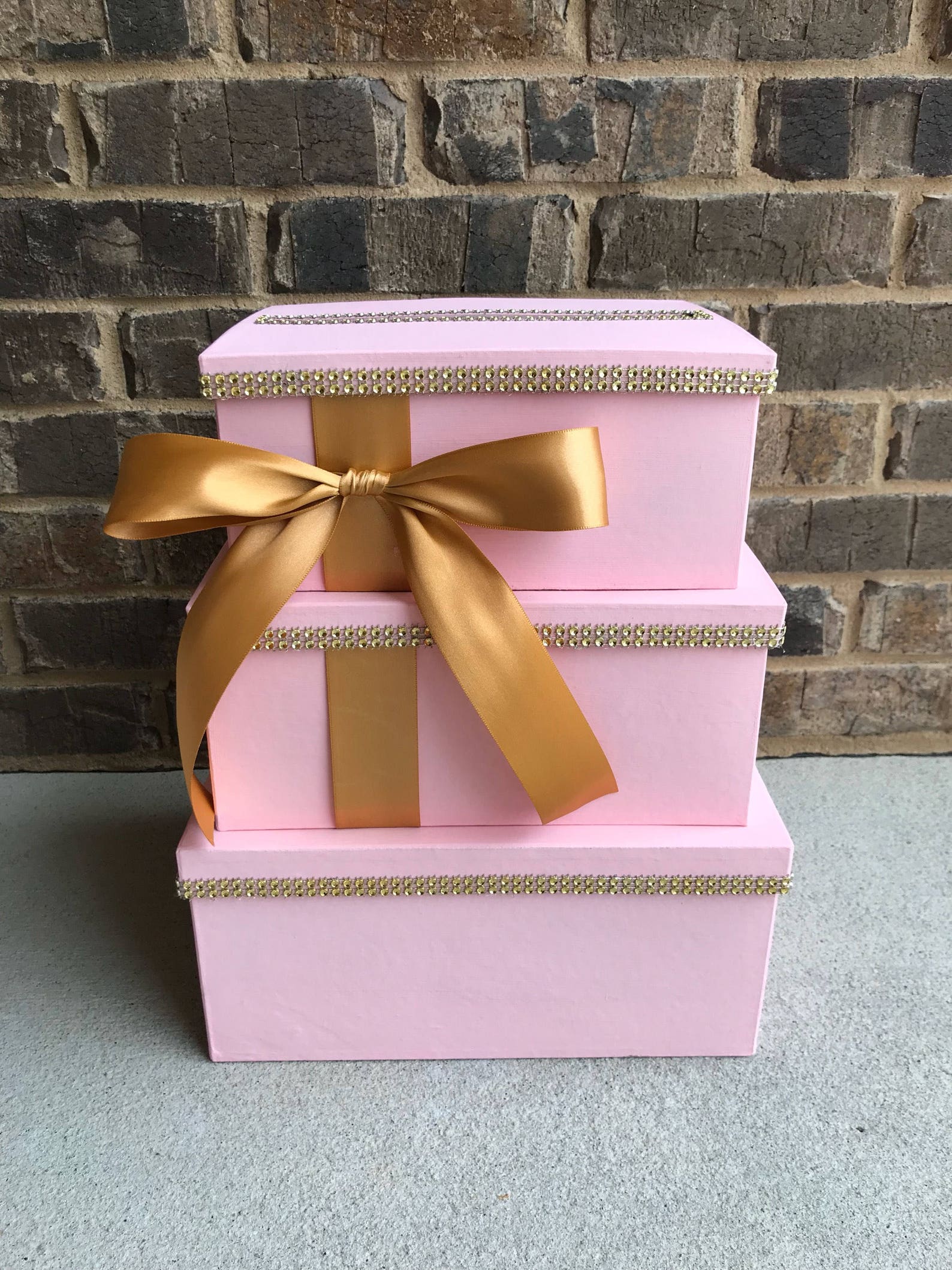 Blush Pink & Gold Card Box Centerpiece, 3 Tier Wedding, Shower, or ...