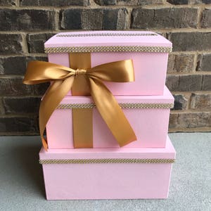 Blush Pink & Gold Card Box Centerpiece 3 Tier Wedding - Etsy