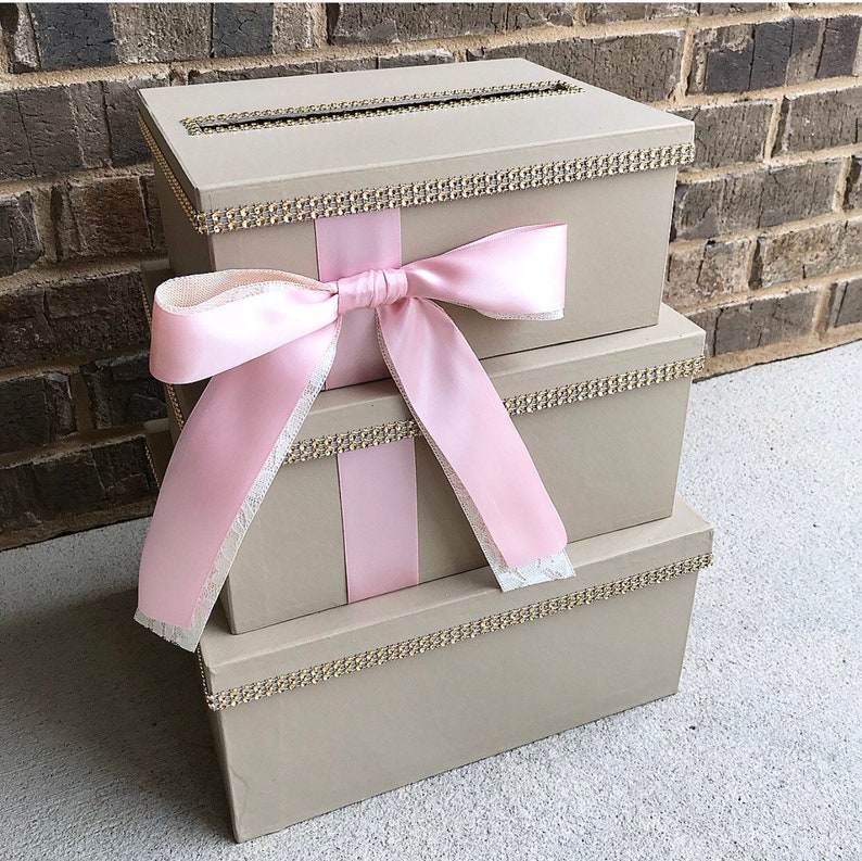 Champagne and Ivory Card Box Centerpiece, 3 Tier Wedding, Shower, or ...