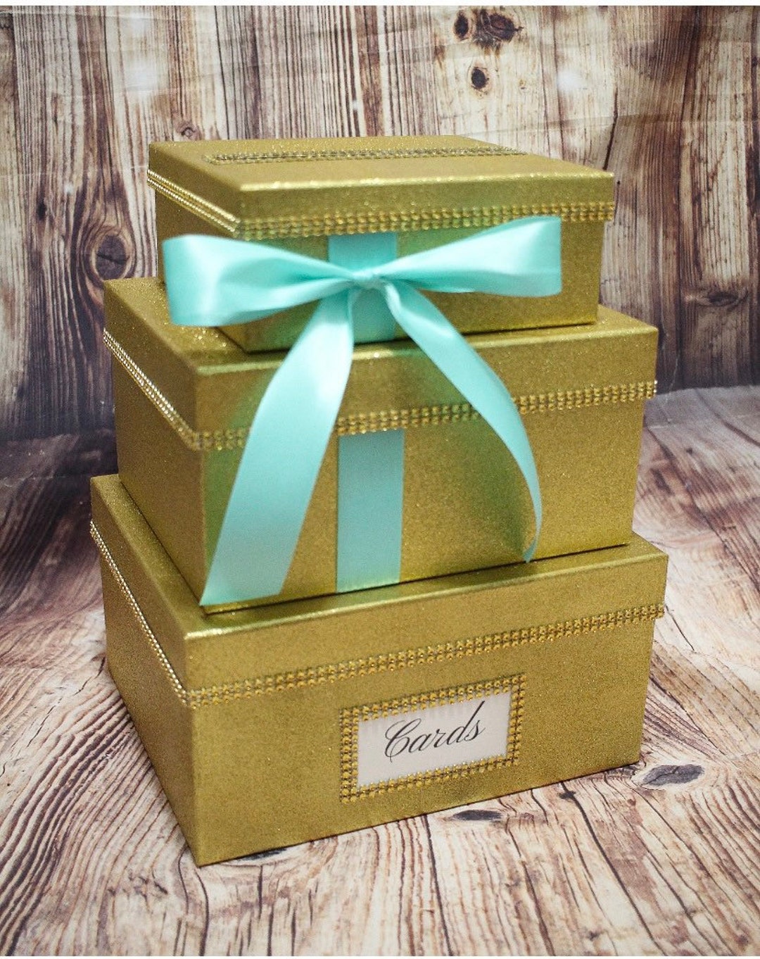 Gold Glitter Card Box Centerpiece, Sparkly Wedding, Shower, or Birthday