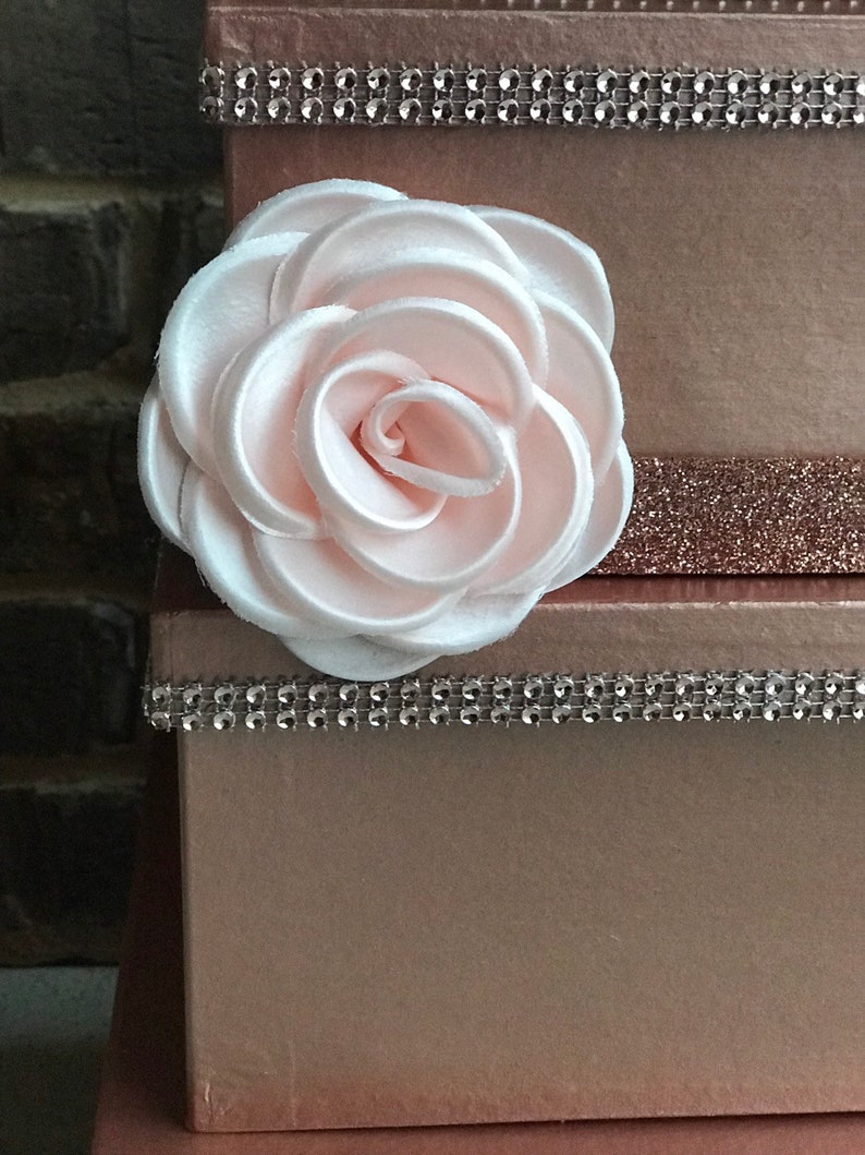 Rose Gold & Blush Pink Card Box Centerpiece, 3 Tier Wedding, Shower, or ...