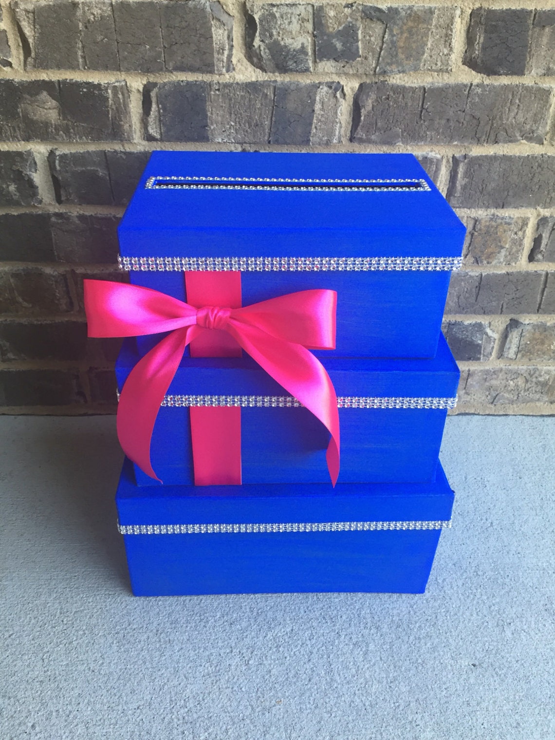 Royal Blue Card Box Centerpiece Blue 3 Tier Wedding Shower Etsy