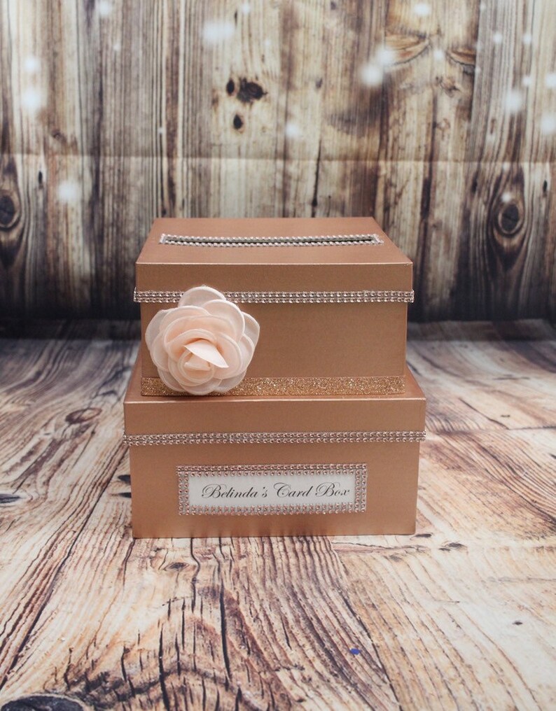 Rose Gold & Blush Pink Card Box Centerpiece, 2 Tier Wedding, Shower, or ...