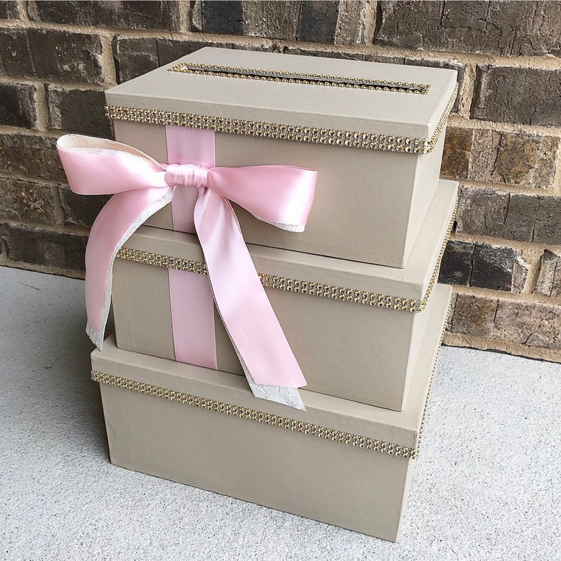 Champagne and Ivory Card Box Centerpiece, 3 Tier Wedding, Shower, or ...